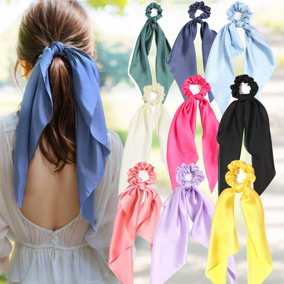 Satin Bow Tie - Fashion Solid Color Satin Ribbon Long
