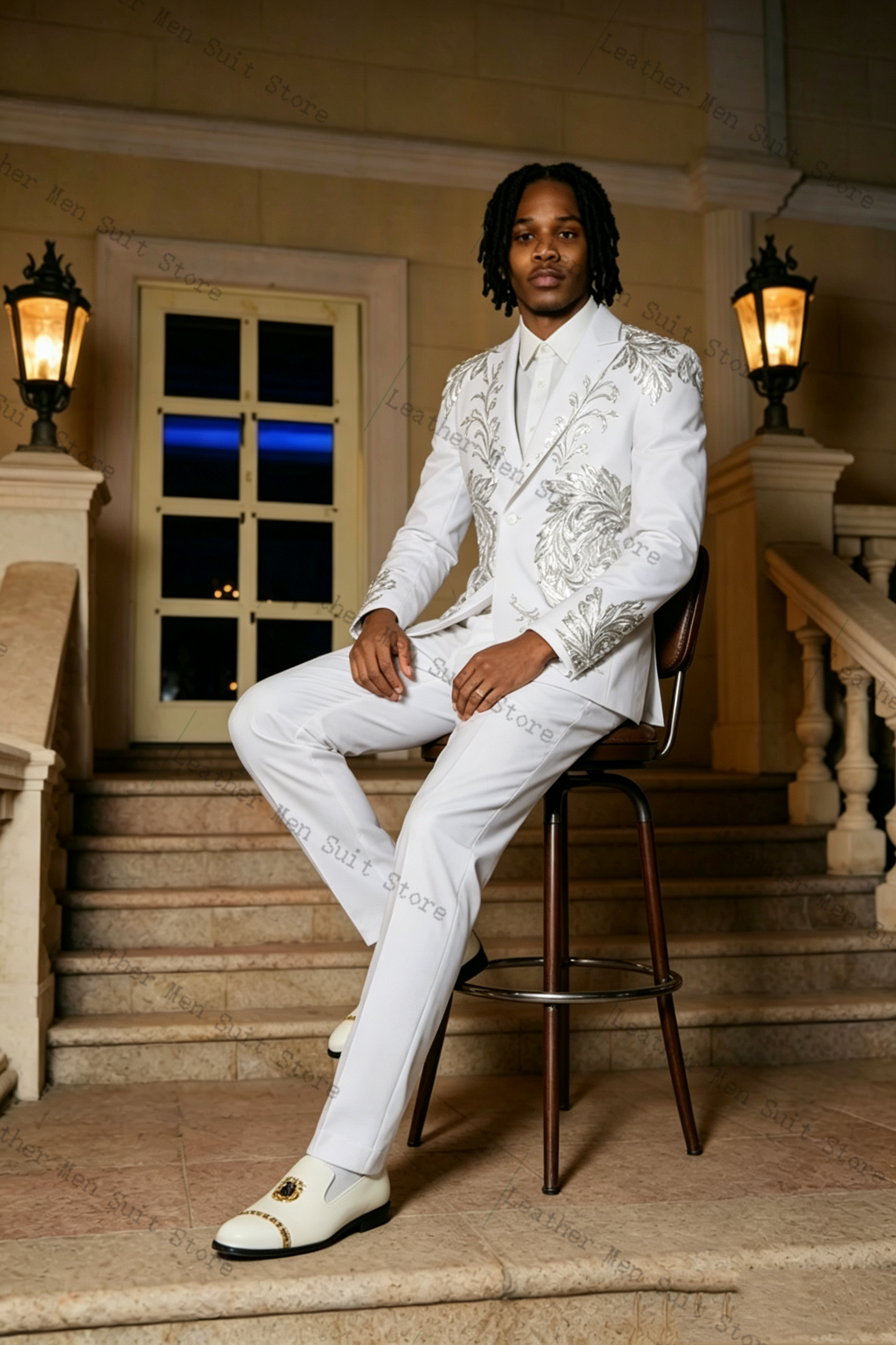 Men'S Formal Wear For Office - White Groom Men Suit Set 2
