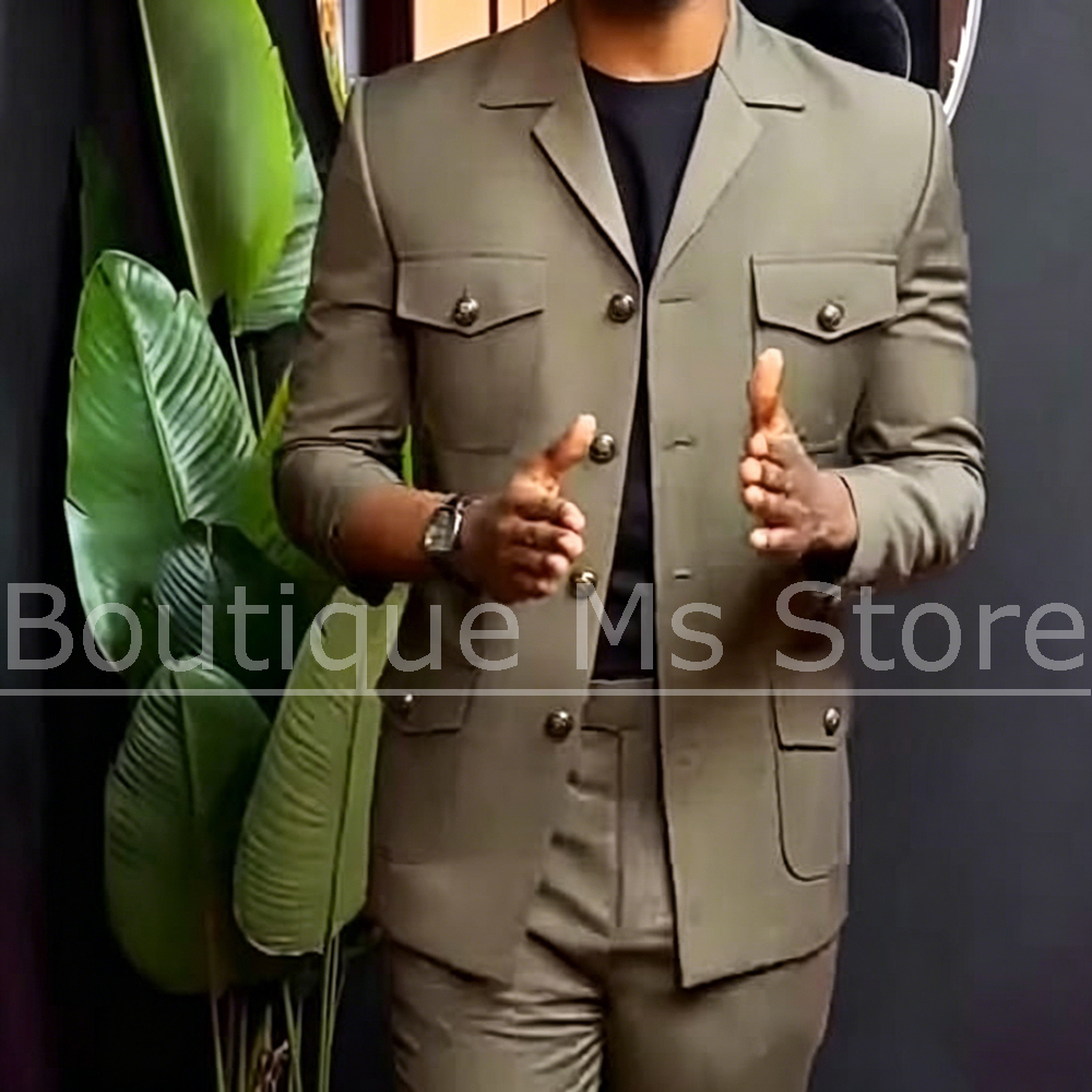 Men'S Formal Wear For Office - Men Safari Suit Two Piece Set