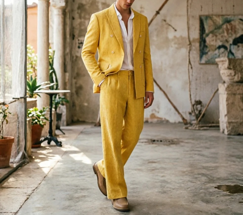 Sage Green Linen Men Suits Rel - Men'S Relaxed Formal Wear 리뷰 및 가격