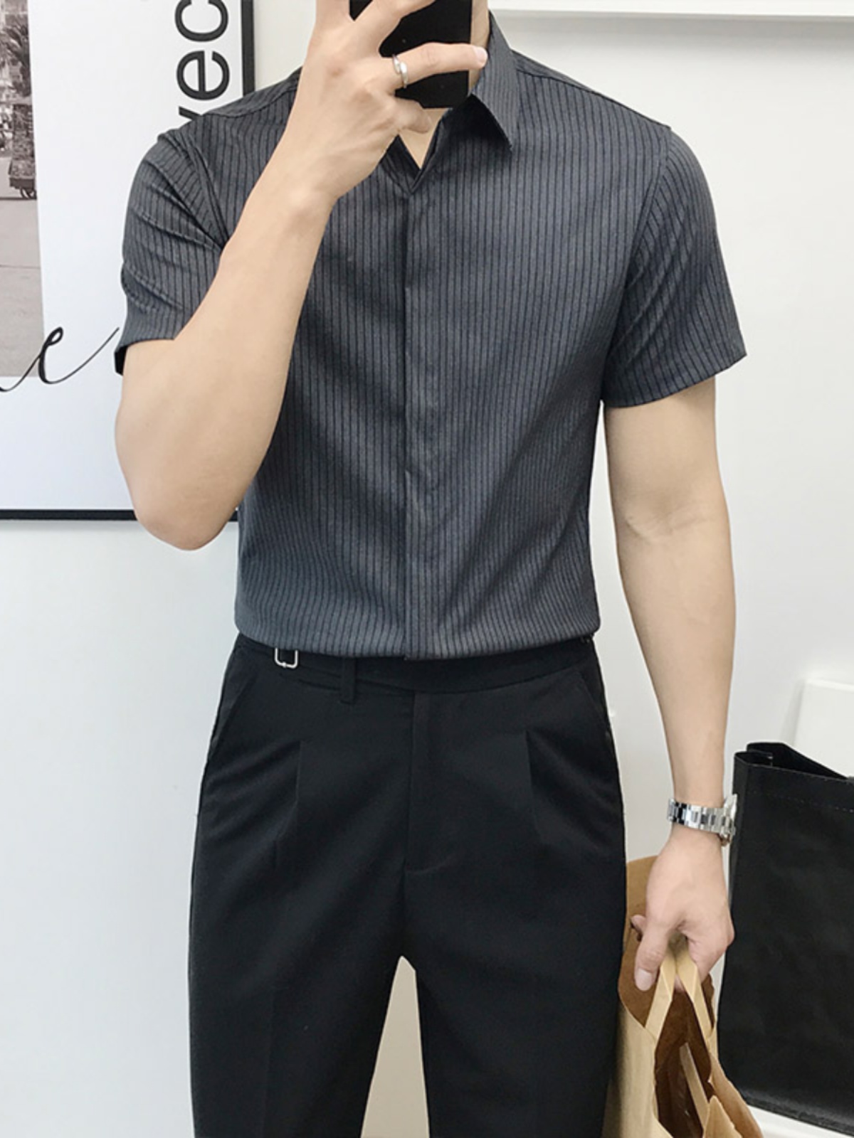 Slim Fit Striped ort Sve irt f - Men'S Urban Formal Wear 리뷰 및 가격