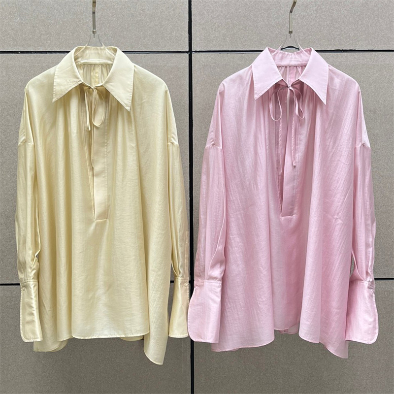 Women's shirt 2026 summer new  - Satin Bow Tie 리뷰 및 가격