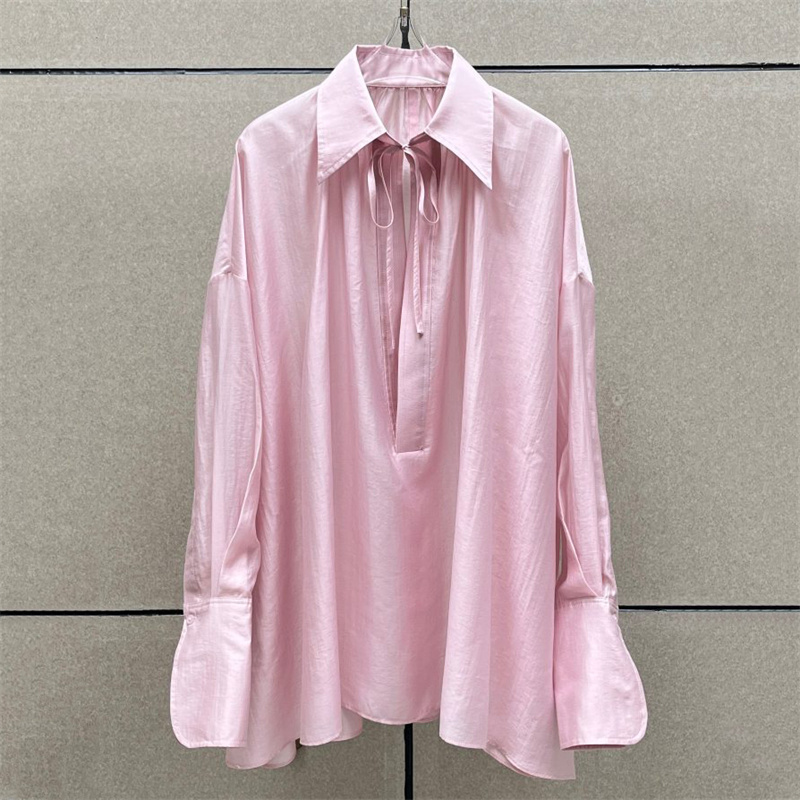 Women's shirt 2026 summer new  - Satin Bow Tie 리뷰 및 가격