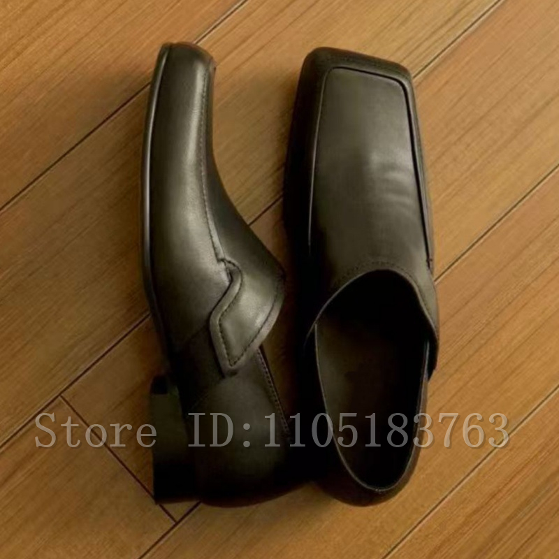 Men's Black Leather Square Toe - Formal Men Daily Wear Footwear 리뷰 및 가격