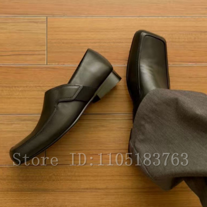 Men's Black Leather Square Toe - Formal Men Daily Wear Footwear 리뷰 및 가격