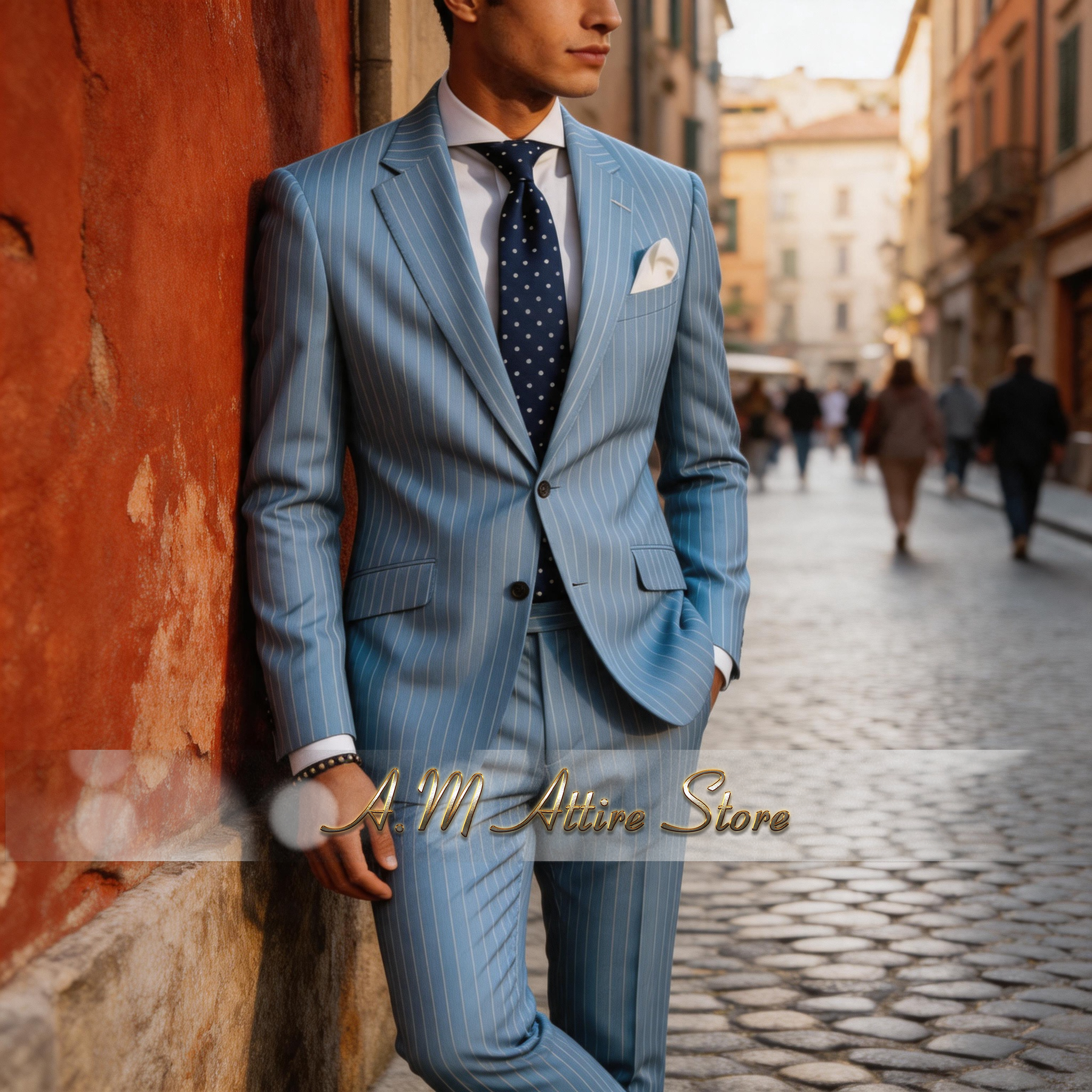 Men's formal striped suit sky  - Men'S Formal Attire 리뷰 및 가격