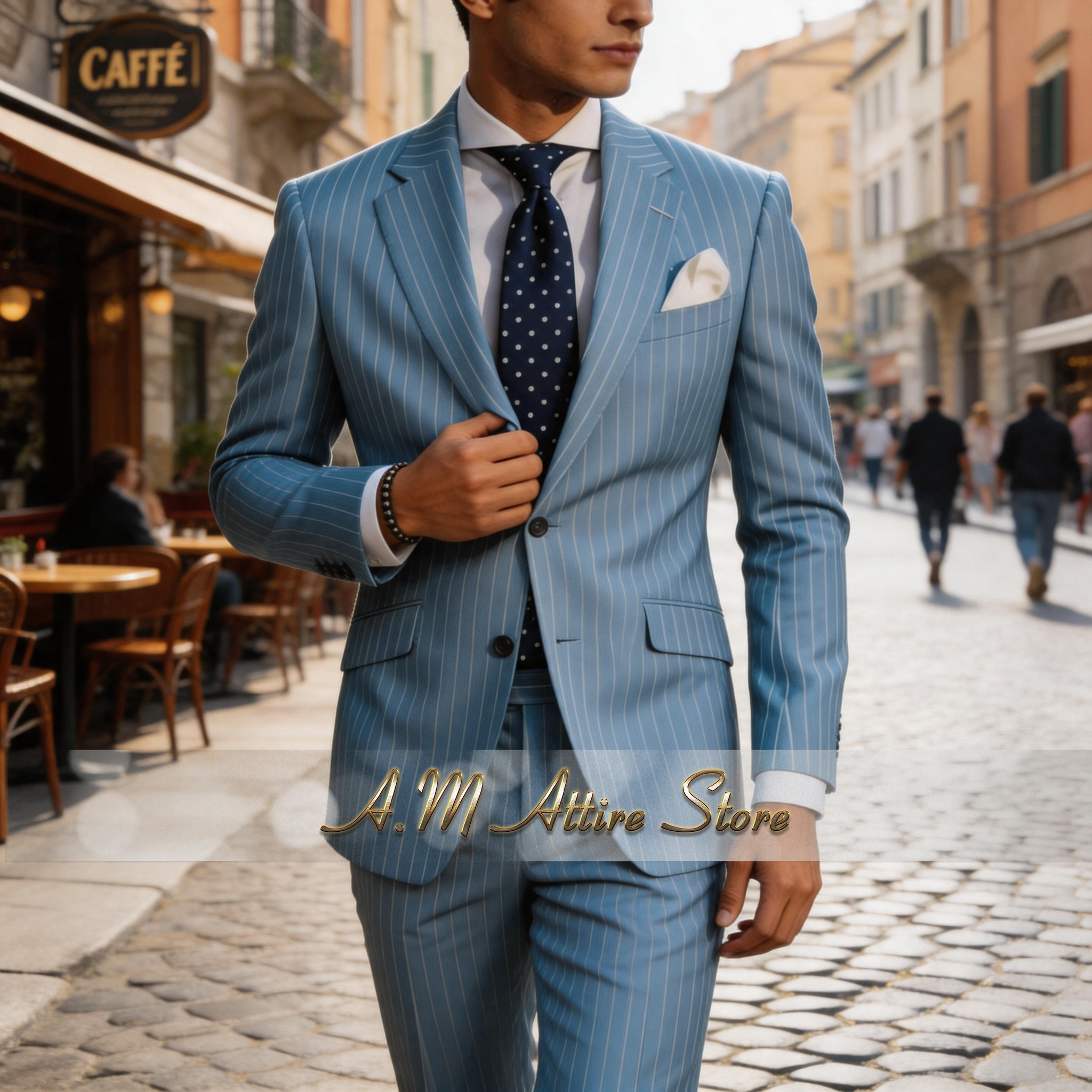 Men's formal striped suit sky  - Men'S Formal Attire 리뷰 및 가격