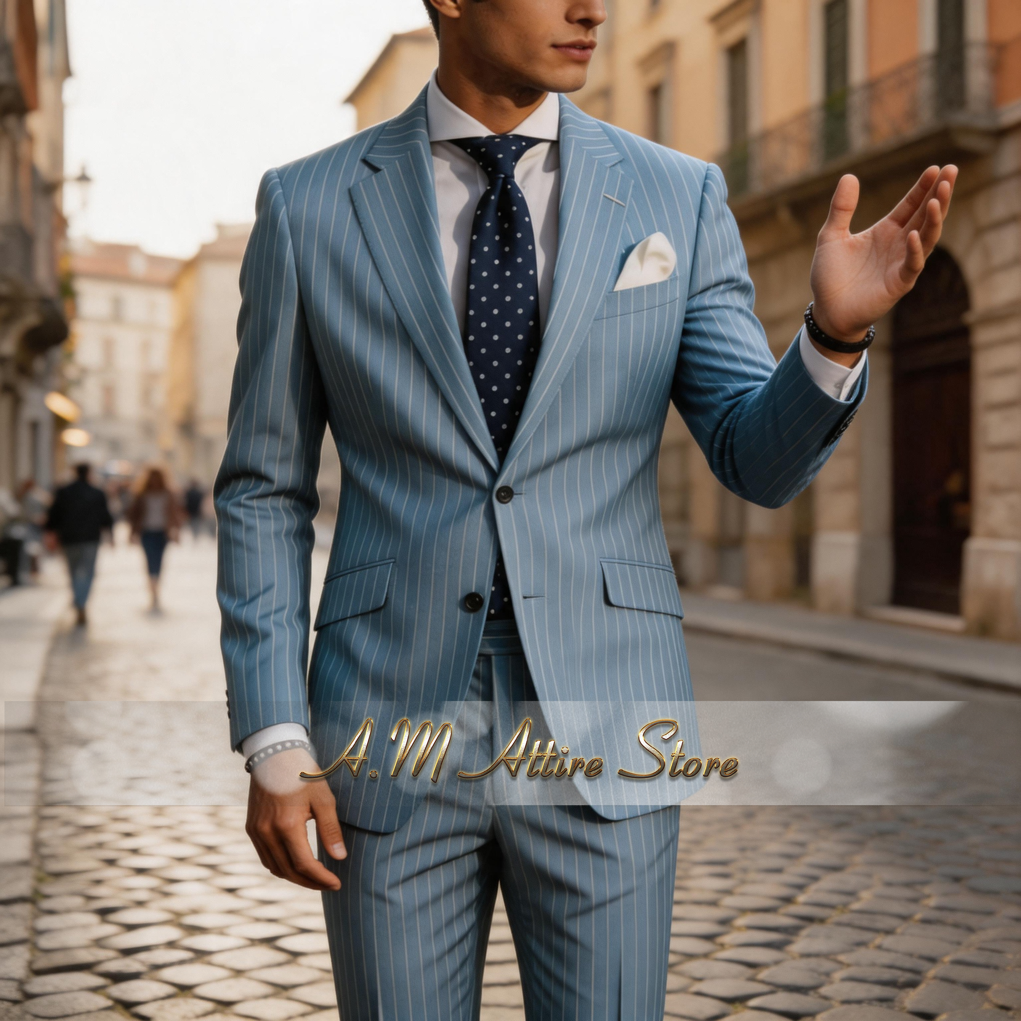 Men's formal striped suit sky  - Men'S Formal Attire 리뷰 및 가격