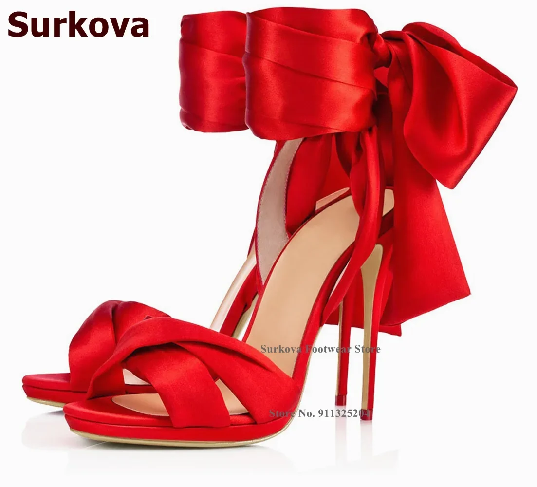 Surkova Hot Red Satin Fabric B - Satin Bow Tie 리뷰 및 가격