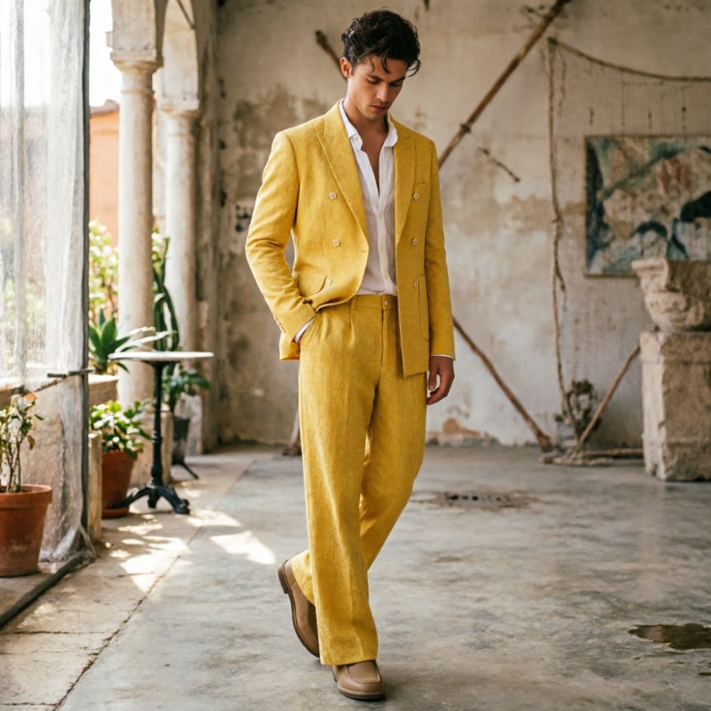 Sage Green Linen Men Suits Rel - Men'S Relaxed Formal Wear 리뷰 및 가격